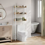 Platzsparendes Waschmaschinenregal & Toilettenregal weiß Holz | 3 Etagen