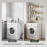 Platzsparendes Waschmaschinenregal & Toilettenregal weiß Holz | 3 Etagen