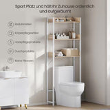 Platzsparendes Waschmaschinenregal & Toilettenregal weiß Holz | 3 Etagen