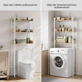 Platzsparendes Waschmaschinenregal & Toilettenregal weiß Holz | 3 Etagen
